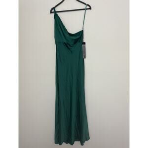 New IEENA For Mac Duggal Green One Shoulder Cowl Neck Maxi Dress 55385 Size 6
